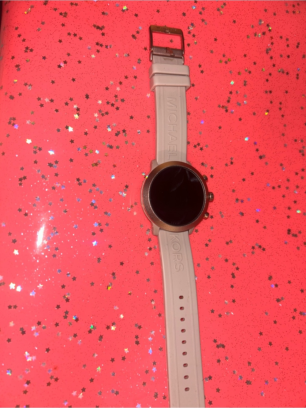 Michael Kors Smartwatch with Light Beige Silicone Strap and Rose Gold Case